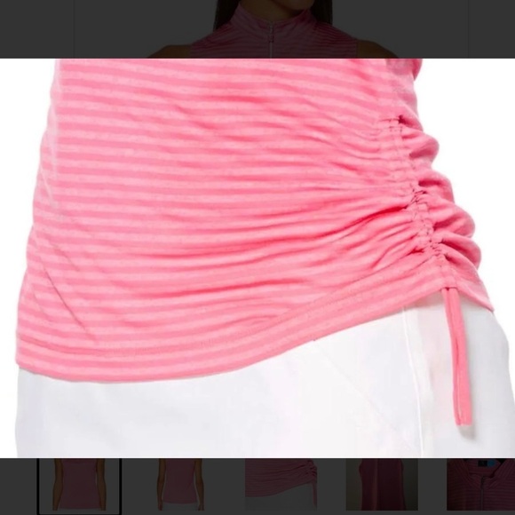 PGA TOUR APPAREL ~ Pink Sleeveless Tonal
Stripe Mock Collar Top ~ Size Small - Picture 4 of 9